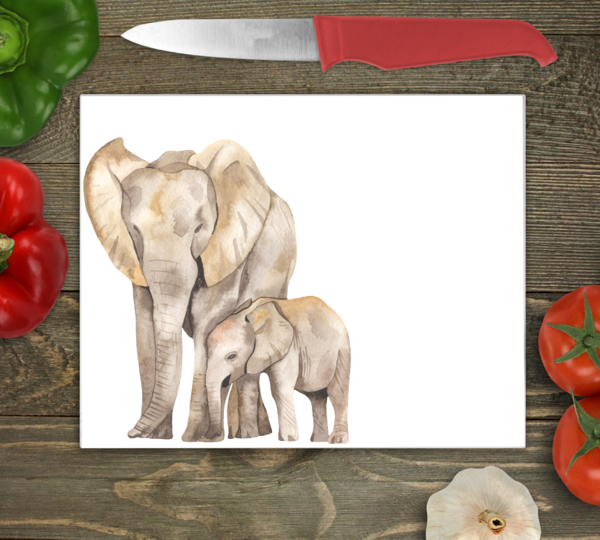 Elephant Large Glass Chopping Board, Elephant Glass Chopping